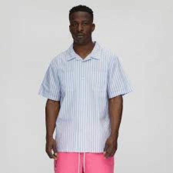 Stussy striped button down shirt sleeve shirt - Picture 1 of 6